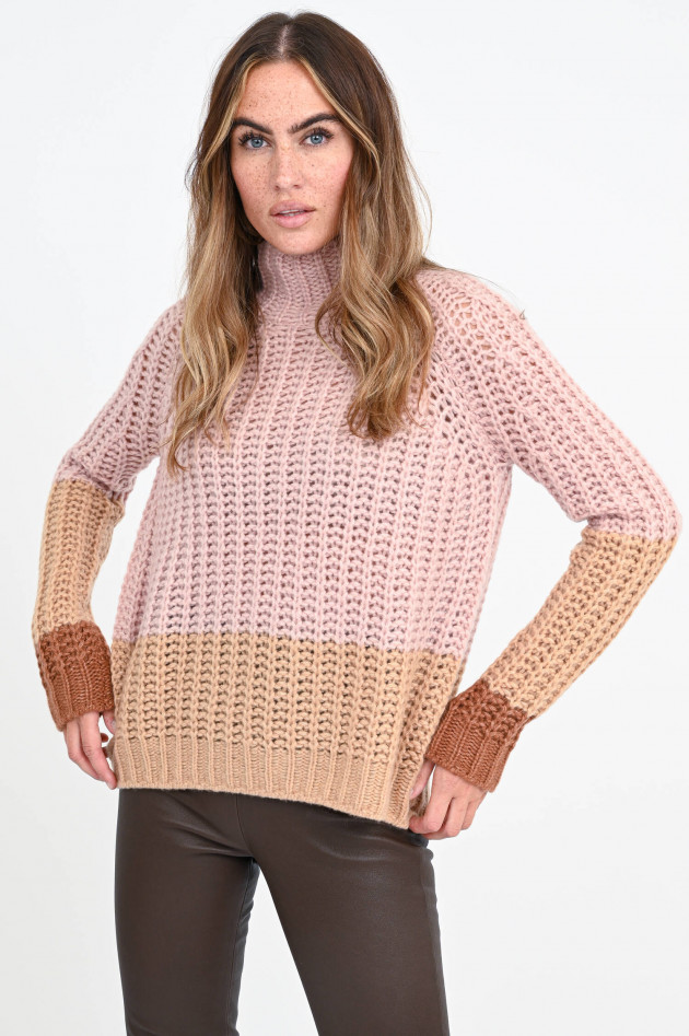 Hemisphere Kaschmir-Seiden-Mix Pullover in Rosa/Camel/Braun