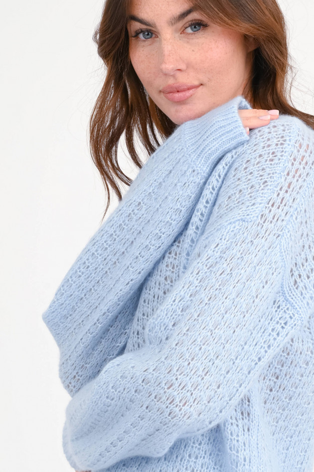 Hemisphere Grobstrick-Pullover mit V-Ausschnitt in Hellblau