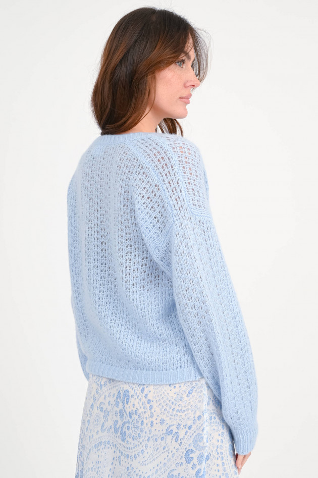 Hemisphere Grobstrick-Pullover mit V-Ausschnitt in Hellblau