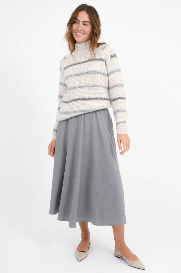 Hemisphere Grobstrick-Pullover mit Streifen in Natur/Grau