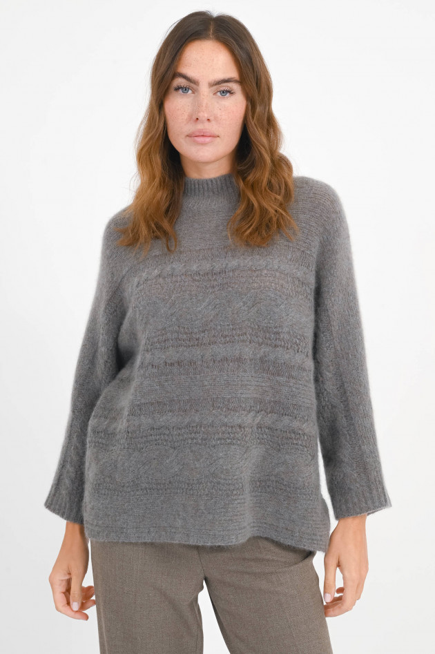 Hemisphere Cashmere-Mix Pullover mit Strick-Design in Grau