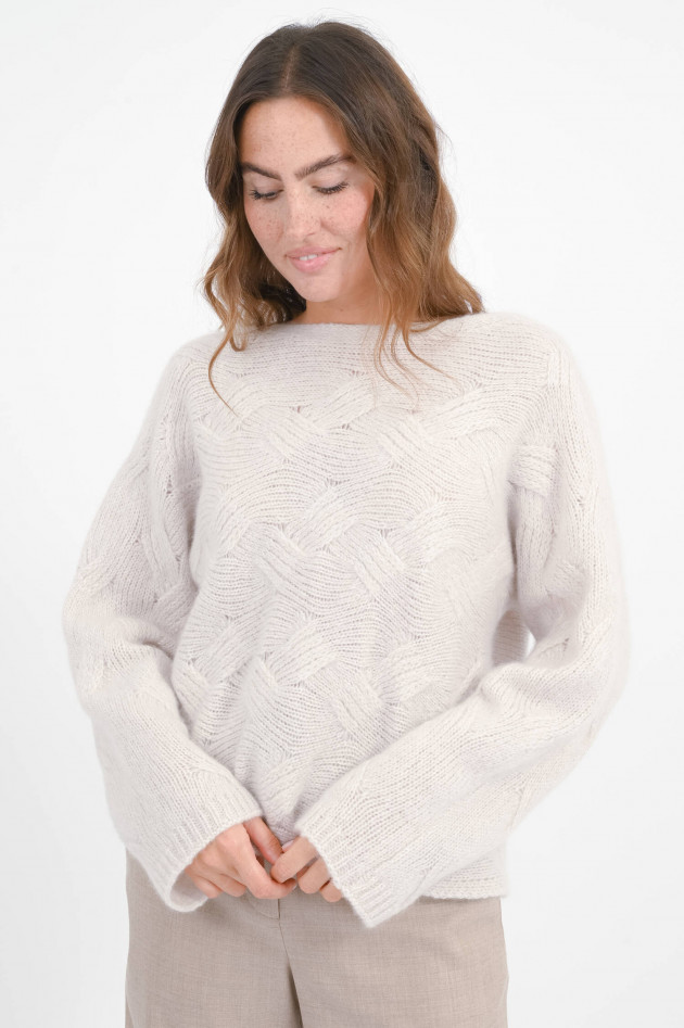 Hemisphere Strickpullover mit Flechtmuster in Mixed White