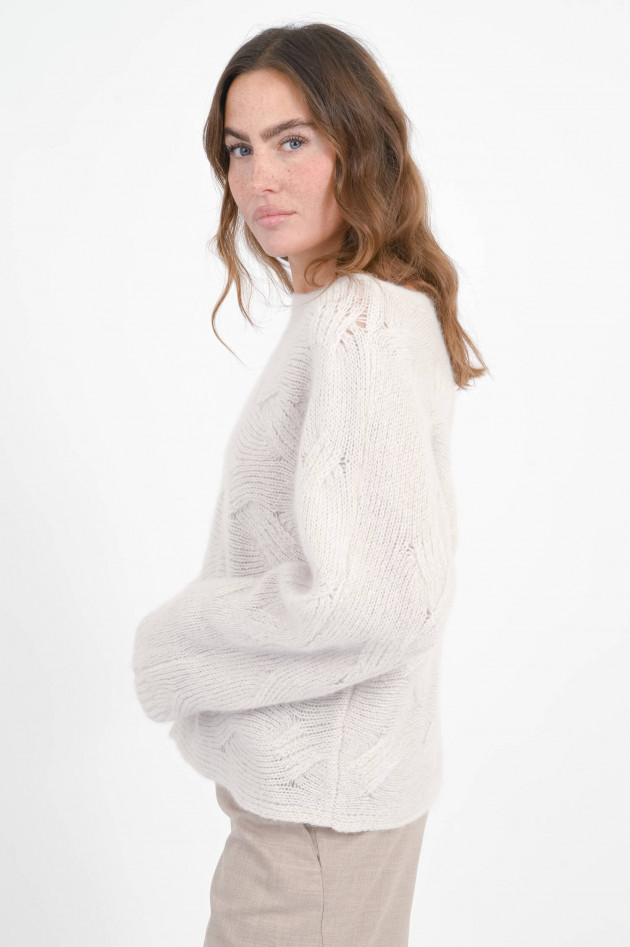 Hemisphere Strickpullover mit Flechtmuster in Mixed White