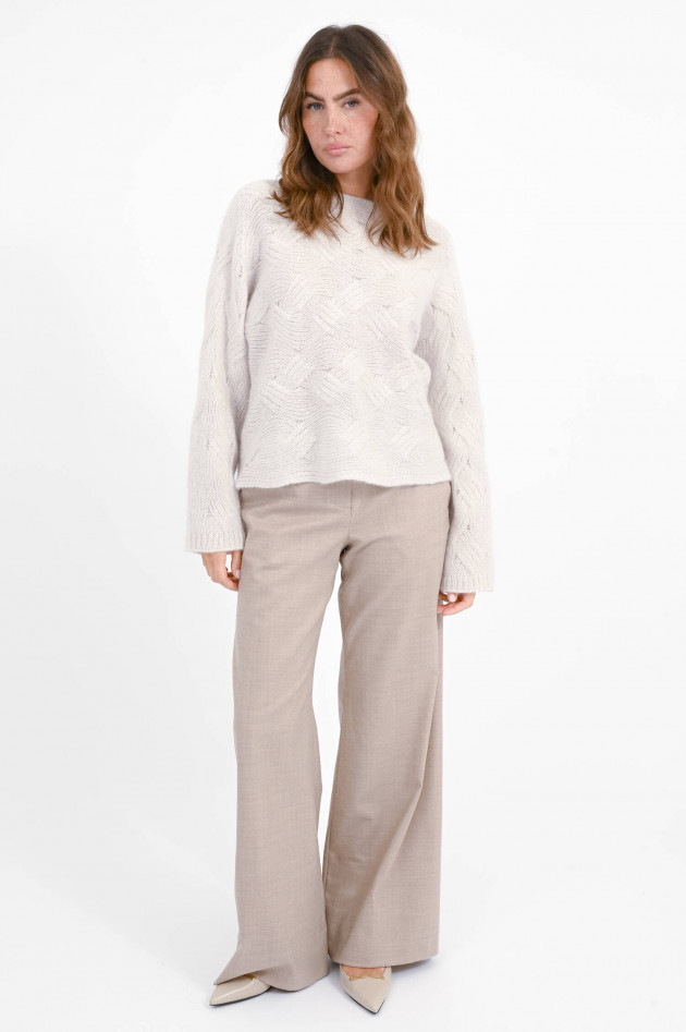 Hemisphere Strickpullover mit Flechtmuster in Mixed White