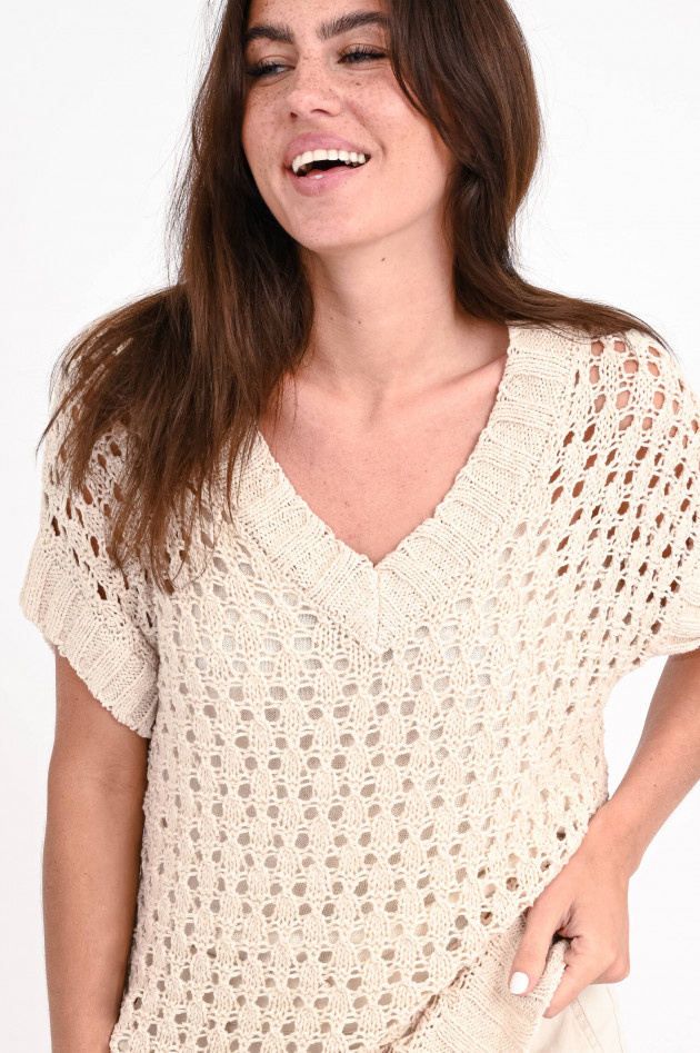 Hemisphere Lochstrick Pullover in Creme