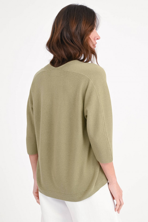 Hemisphere Pullover aus Baumwoll-Seide-Mix in Khaki