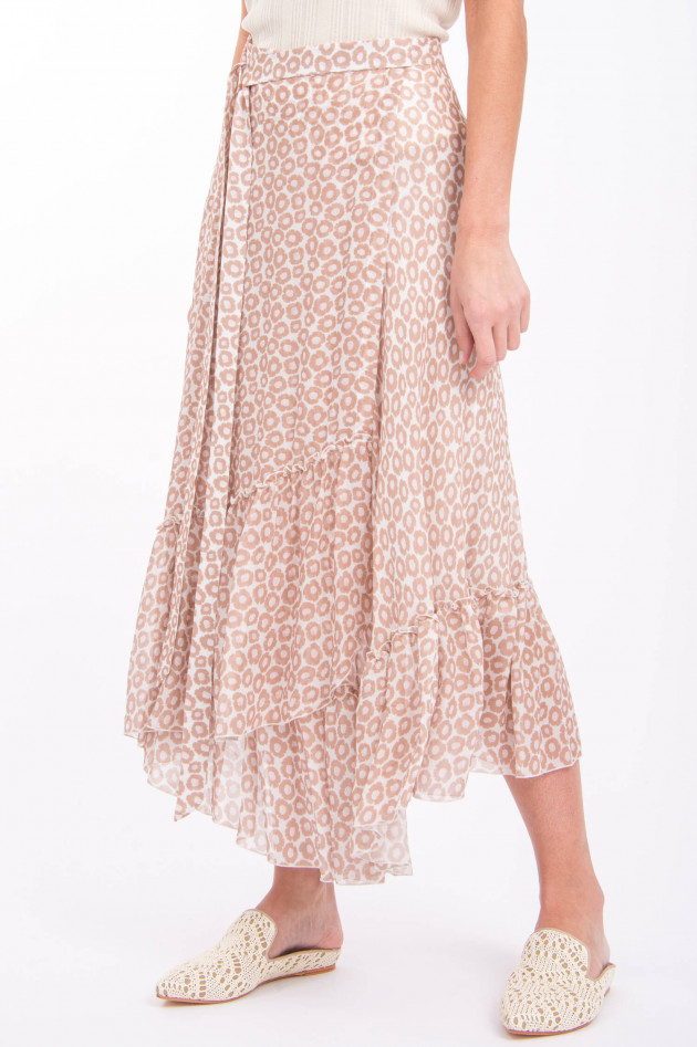 Hemisphere Wickelrock mit Volants in Beige gemustert