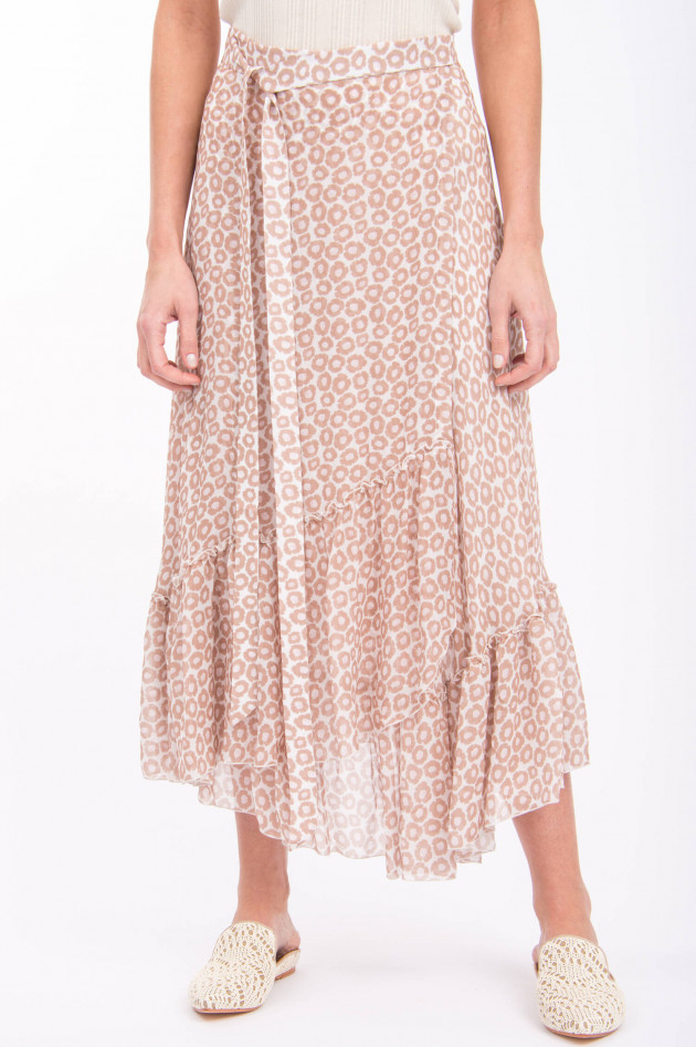 Hemisphere Wickelrock mit Volants in Beige gemustert