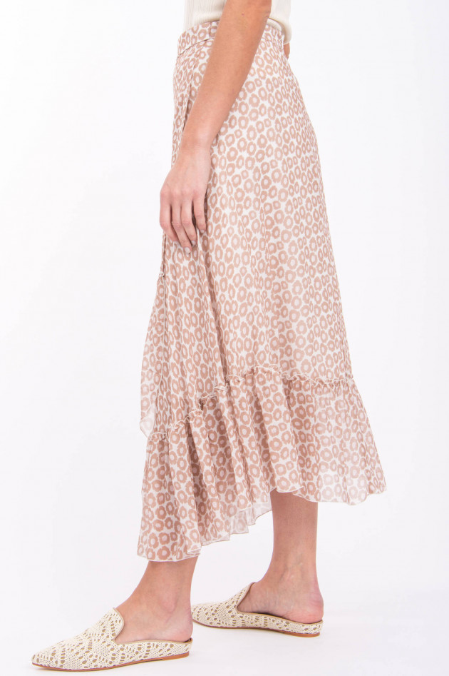 Hemisphere Wickelrock mit Volants in Beige gemustert
