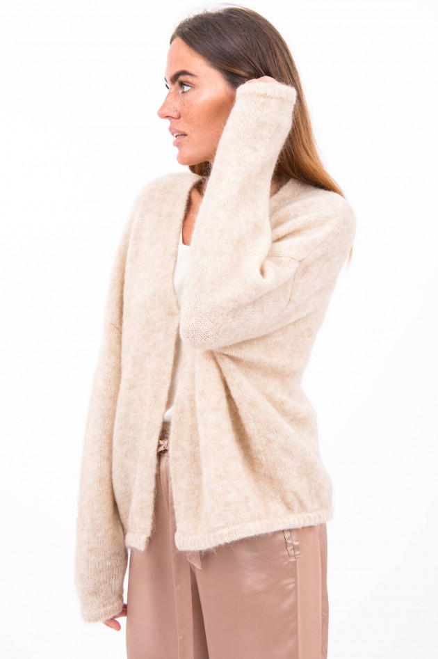 Hemisphere Jacke aus weichem Feinstrick in Sandbraun