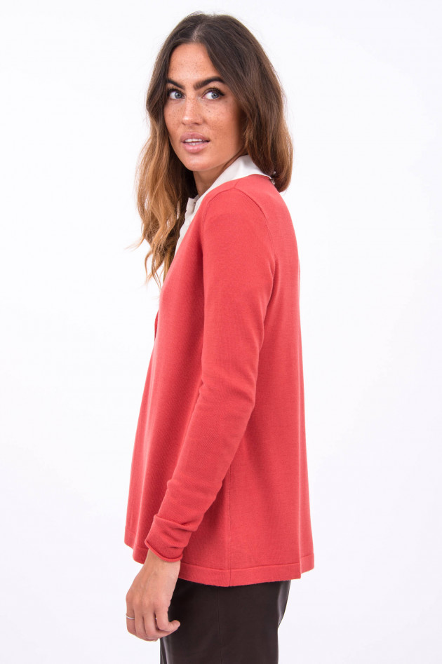 Hemisphere Klassische Strickjacke aus Merinowolle in Merinrot