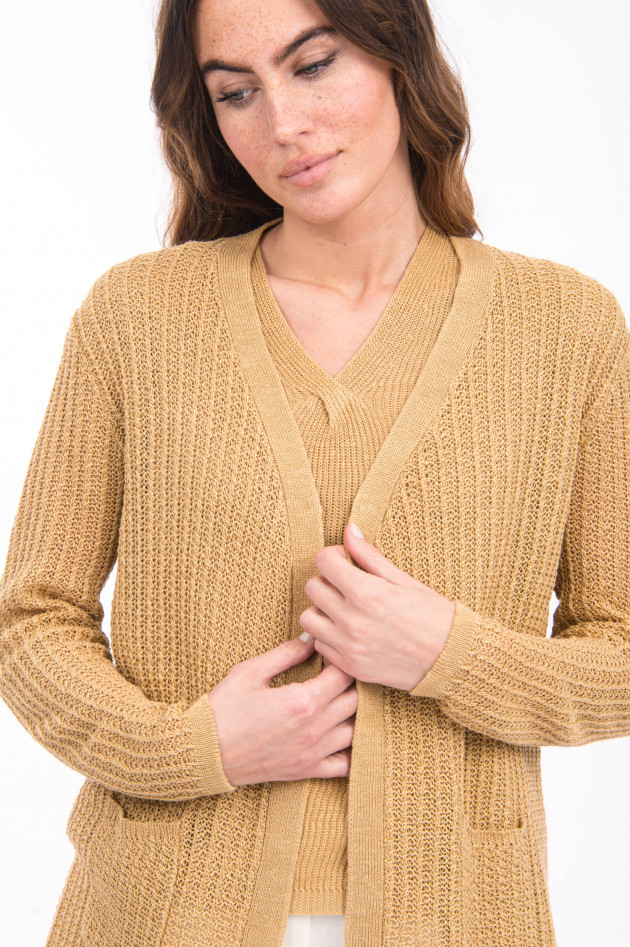 Hemisphere Leinen-Cardigan in Camel