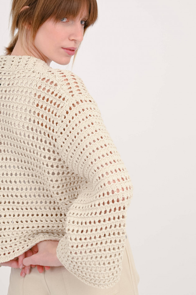 Hemisphere Kurze Grobstrick-Jacke in Natur