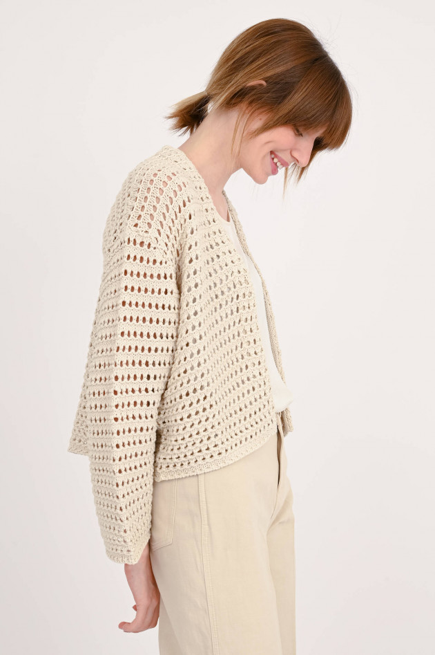 Hemisphere Kurze Grobstrick-Jacke in Natur