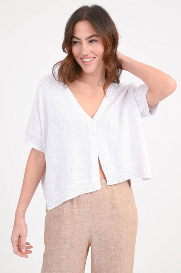 Hemisphere Strickjacke mit Pailletten in Beige/Gold