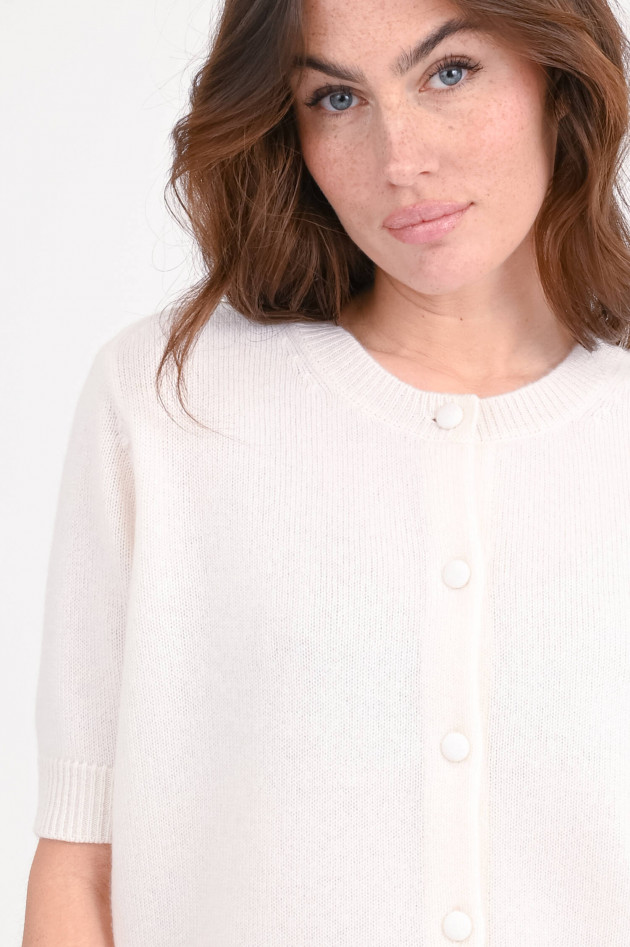 Hemisphere Kurzarm-Cashmere-Weste in Weiß