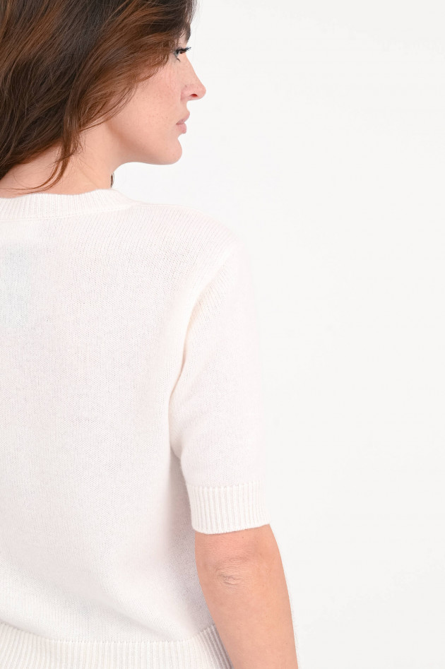 Hemisphere Kurzarm-Cashmere-Weste in Weiß