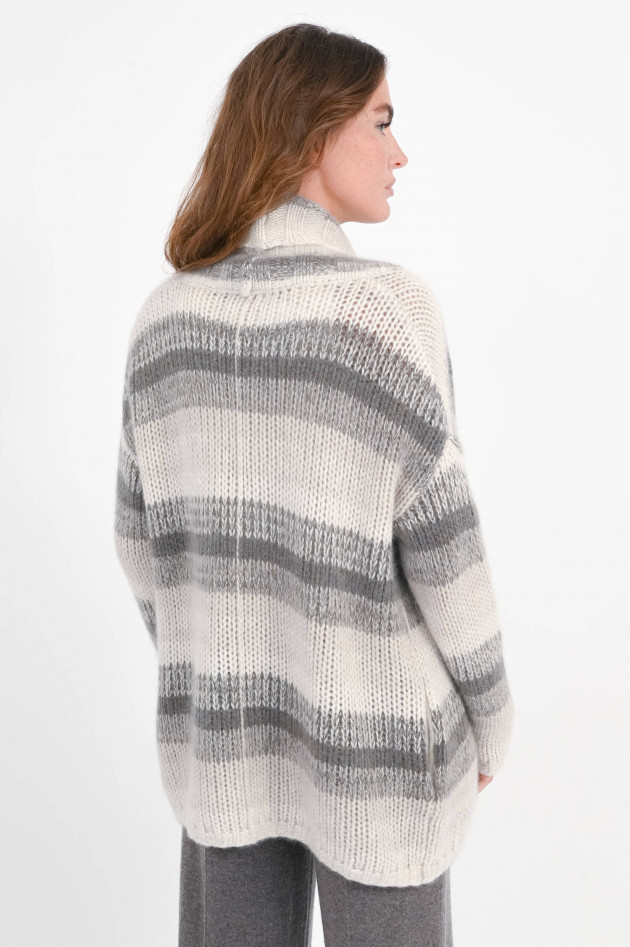 Hemisphere Strickweste mit Streifen in Creme/Grau