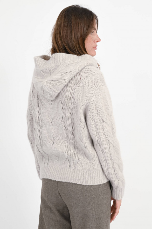 Hemisphere Zopfstrick-Cardigan mit Kapuze in Greige