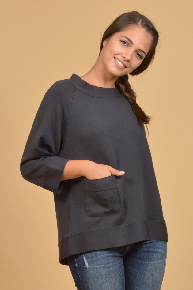 Hemisphere Sweater mit Tasche in Blau/Grau