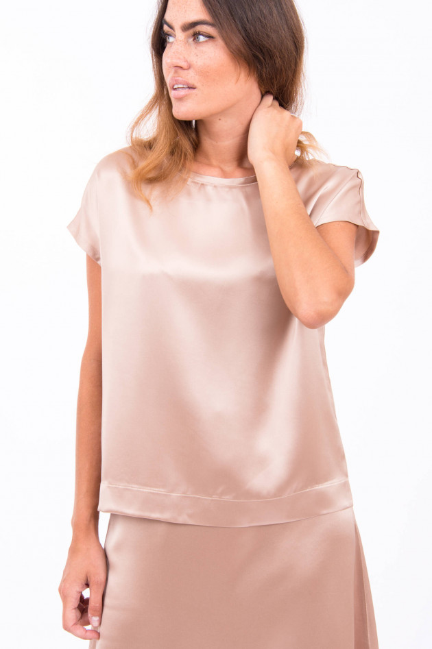 Hemisphere Glänzendes Kurzarm-Shirt in Rosé