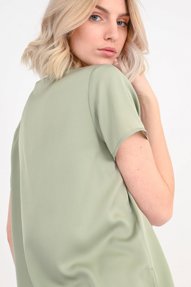 Hemisphere Kurzarm Seidenshirt in Salbeigrün