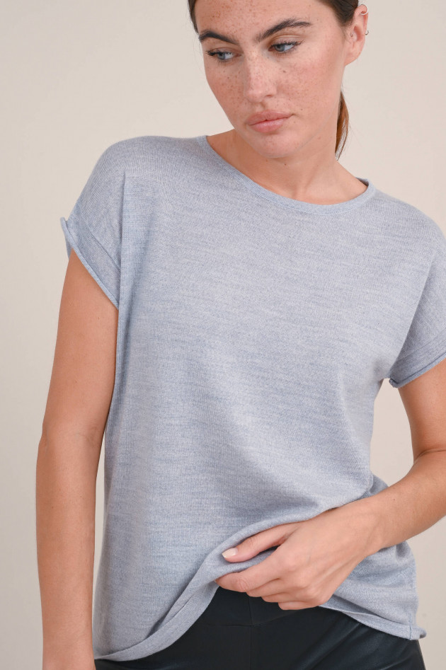 Hemisphere Feinstrick Shirt aus Wollmix in Hellgrau