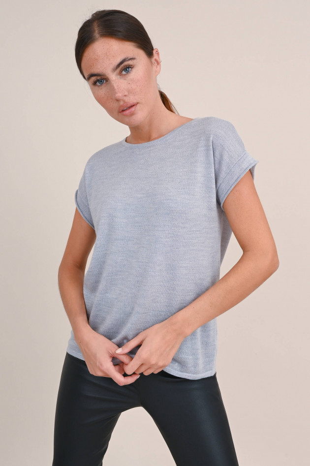 Hemisphere Feinstrick Shirt aus Wollmix in Hellgrau