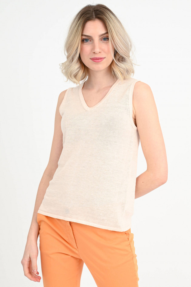 Hemisphere Strick-Top aus Leinen in Peach