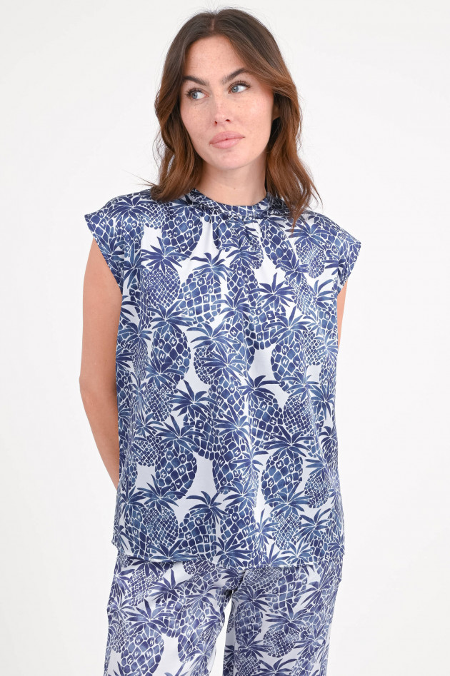 Hemisphere Blusenshirt FELINI in Blau/Weiß gemustert