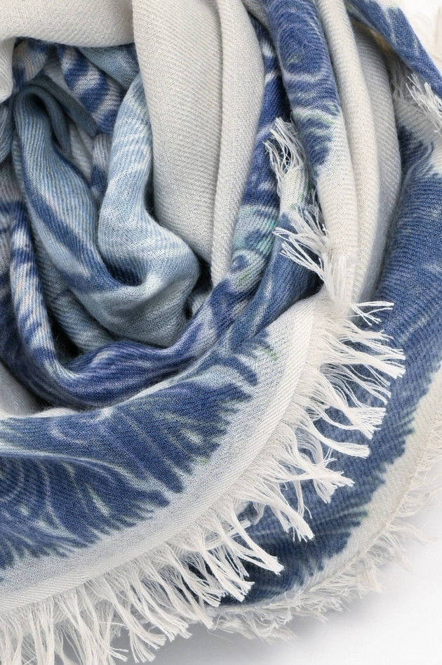 Hemisphere Cashmere Schal HELES in Blau mit Print