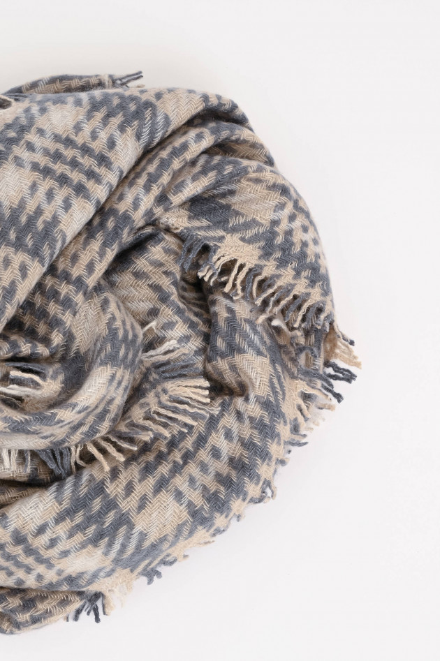 Hemisphere Cashmere-Seide-Mix Schal GALENO in Creme/Grau