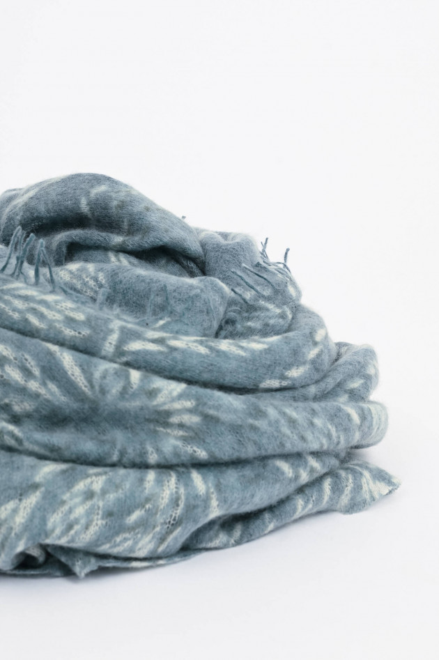 Hemisphere Cashmere-Schal LALABIG in Blau/Grau gemustert