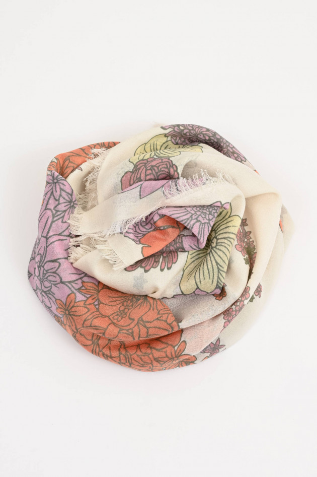 Hemisphere Cashmere-Seide-Schal MELEPHANT in Creme/Rosa/Multi