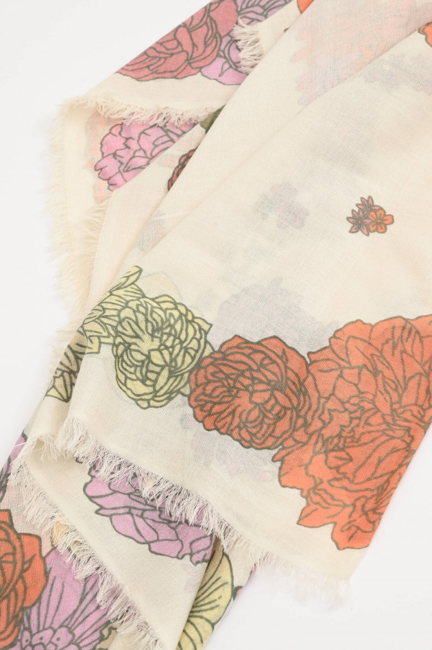 Hemisphere Cashmere-Seide-Schal MELEPHANT in Creme/Rosa/Multi