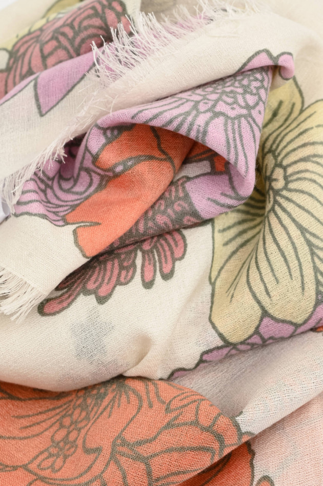 Hemisphere Cashmere-Seide-Schal MELEPHANT in Creme/Rosa/Multi