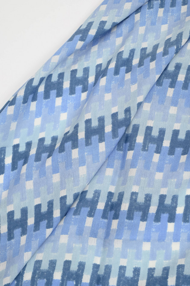 Hemisphere Cashmere-Seide-Schal KAILA in Blau gemustert