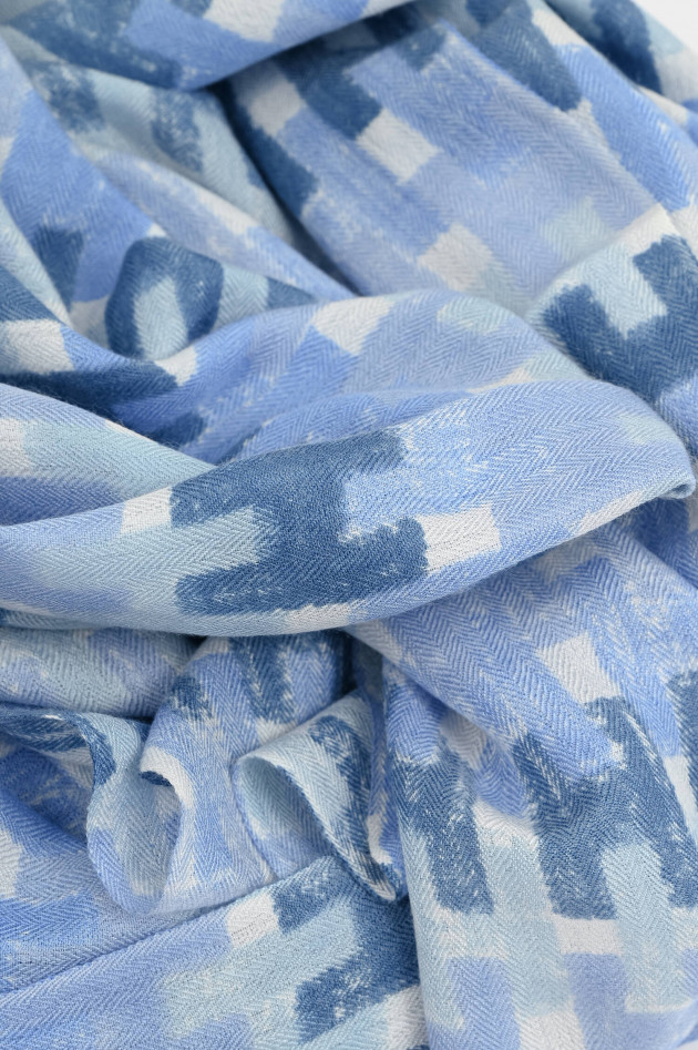 Hemisphere Cashmere-Seide-Schal KAILA in Blau gemustert