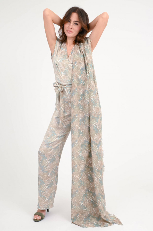Hemisphere Cashmere-Seide-Schal FULKE in Creme/Taupe/Petrol