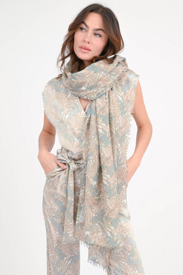 Hemisphere Cashmere-Seide-Schal FULKE in Creme/Taupe/Petrol