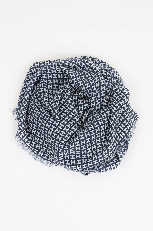 Hemisphere Cashmere-Seide-Schal RADEGUNDE in Navy/Weiß
