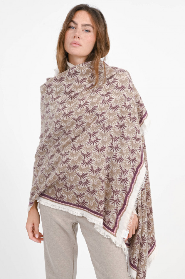Hemisphere Cashmere-Woll-Schal NIB in Weiß/Lila/Braun