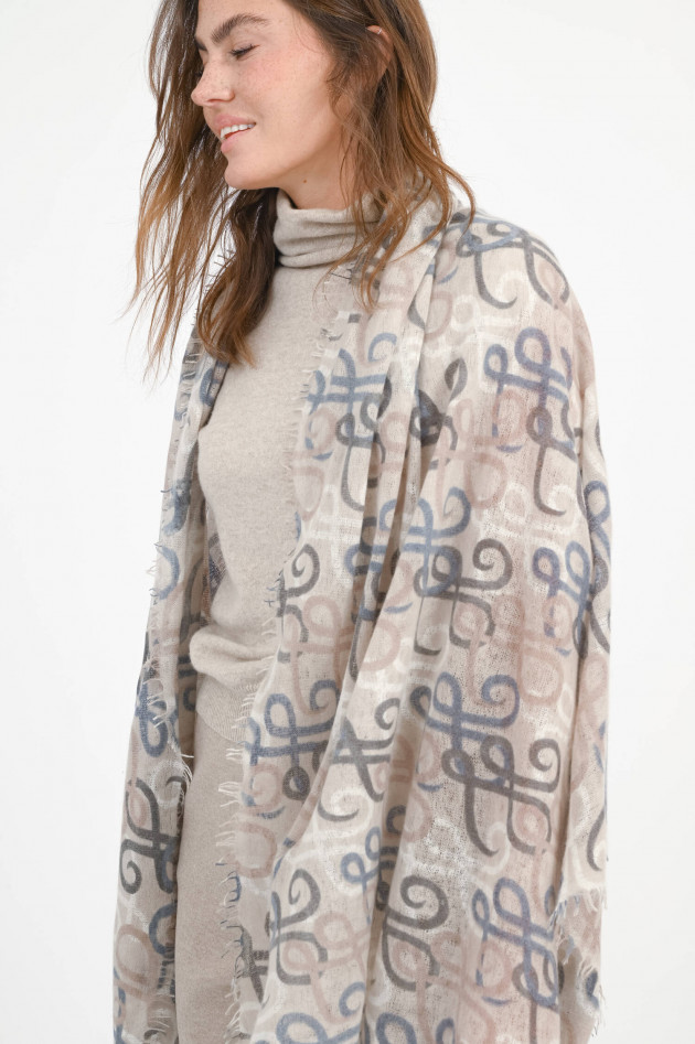 Hemisphere Cashmere-Schal HYDABIG in Beige/Schwarz