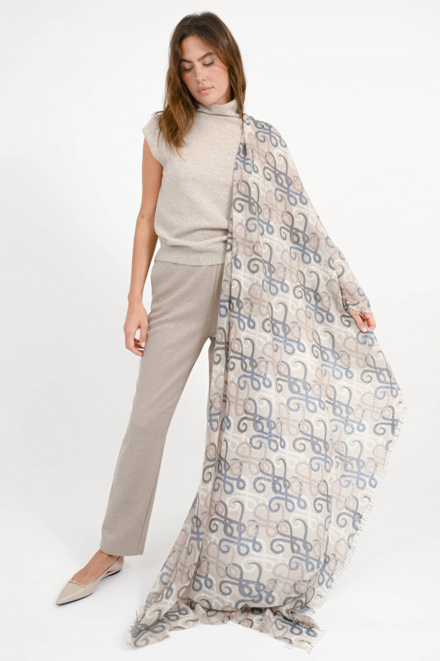 Hemisphere Cashmere-Schal HYDABIG in Beige/Schwarz