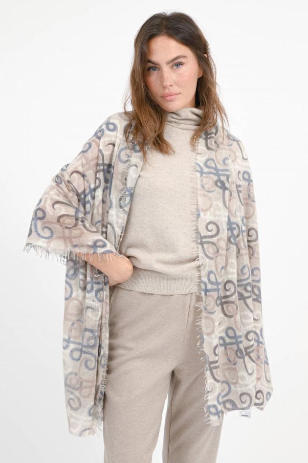 Hemisphere Cashmere-Schal HYDABIG in Beige/Schwarz