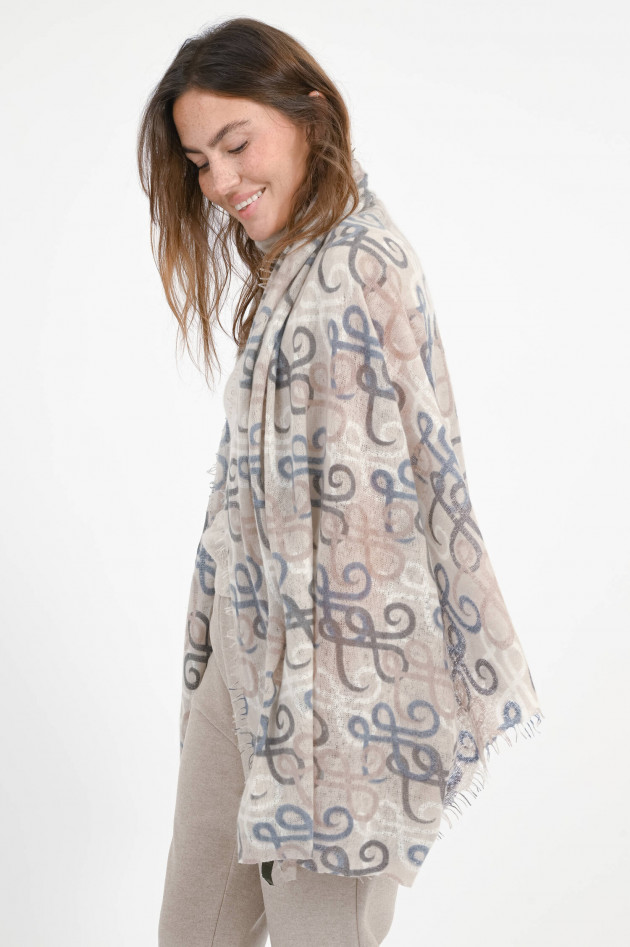 Hemisphere Cashmere-Schal HYDABIG in Beige/Schwarz