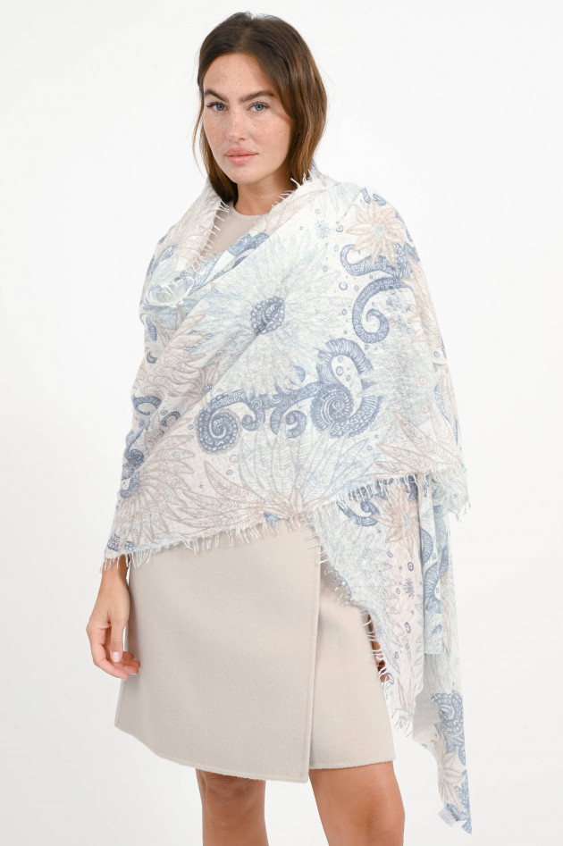 Hemisphere Cashmere-Schal in Creme/Grau/Blau