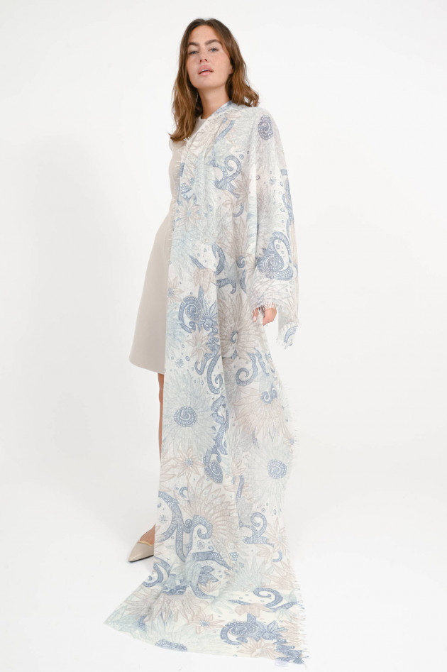 Hemisphere Cashmere-Schal in Creme/Grau/Blau