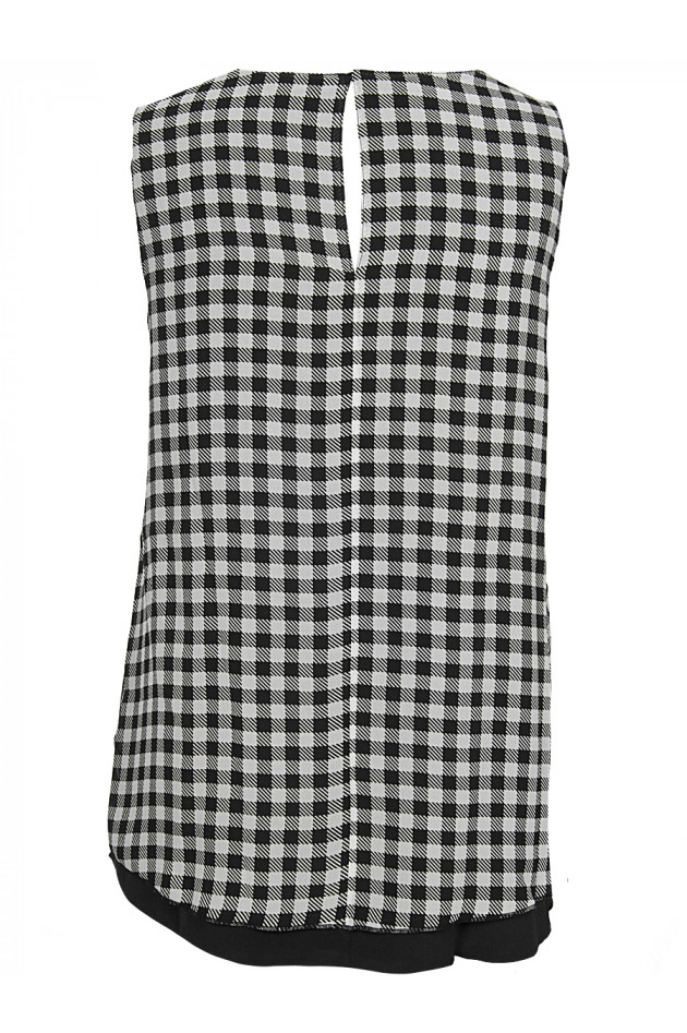 Hemisphere Seidenbluse kariert Schwarz/Weiß