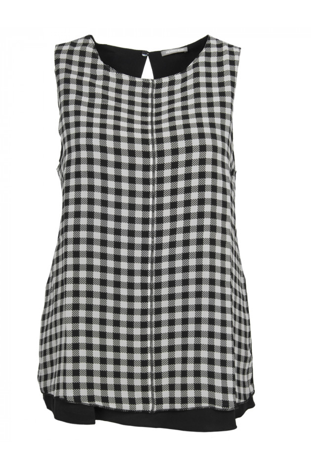 Hemisphere Seidenbluse kariert Schwarz/Weiß